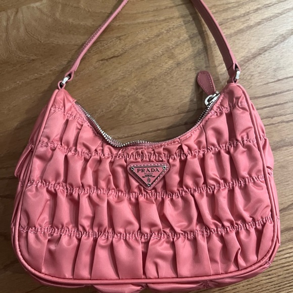 PRADA Hobo Tessuto Gaufre with Saffiano Mini Pink - Picture 4 of 13